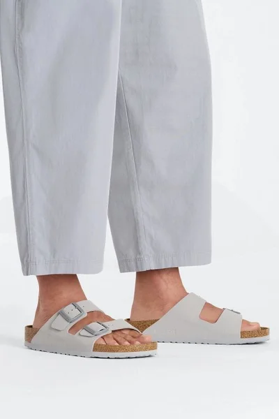 Žabky Birkenstock Arizona BS W šedé s kovovými přezkami