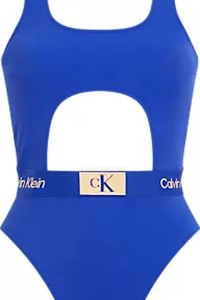 Dámské modré  jednodílné plavky CUT OUT ONE PIECE - RP Calvin Klein