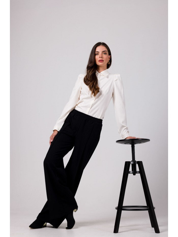 Černé Dámské Kalhoty s Prošíváním - BeWear Elegance, EU L i529_2522038400036512340
