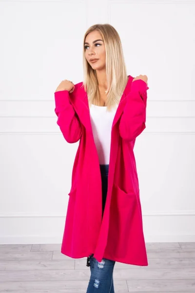 Dámská fuchsiová oversize pláštěnka s kapucí K-Fashion