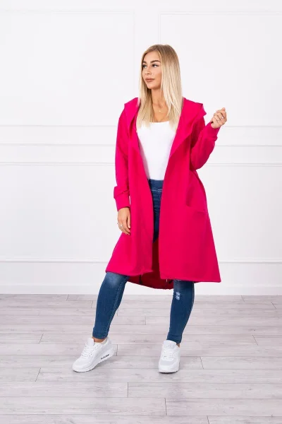 Dámská fuchsiová oversize pláštěnka s kapucí K-Fashion