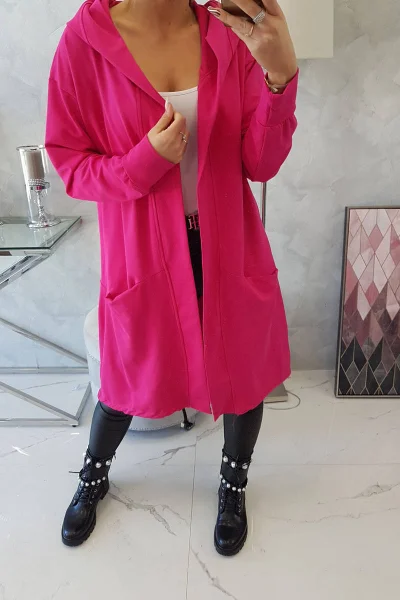 Dámská fuchsiová oversize pláštěnka s kapucí K-Fashion