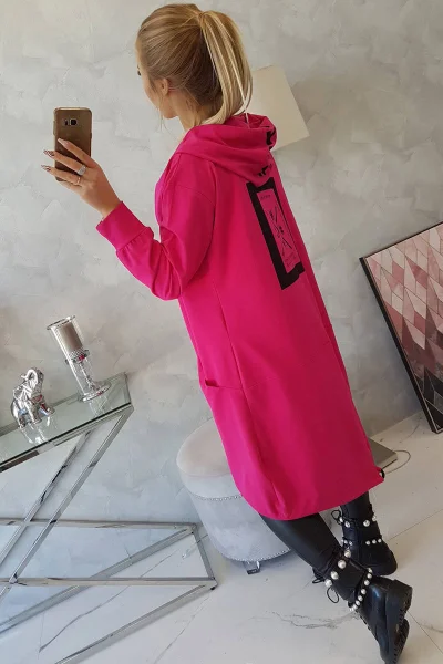 Dámská fuchsiová oversize pláštěnka s kapucí K-Fashion