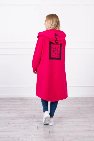 Dámská fuchsiová oversize pláštěnka s kapucí K-Fashion