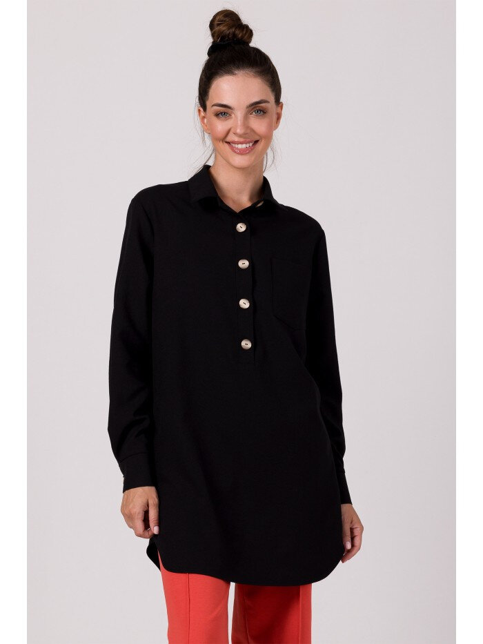 Černá košilová tunika BeWear - volný střih - 100% polyester, EU S/M i529_82280166042574865