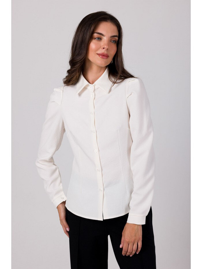 Krémová košile s knoflíky BeWear - Elegantní slim fit, EU XL i529_9161939291574575103