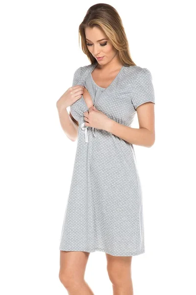 Dámské bavlněná těhotenská noční košile Alena šedá Italian Fashion
