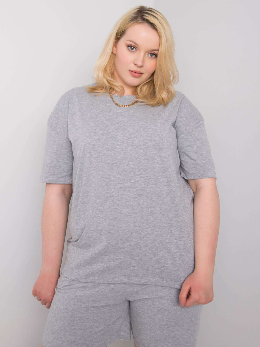 Dámské šedé bavlněné tričko větší velikosti FPrice, XL i523_2016102877943