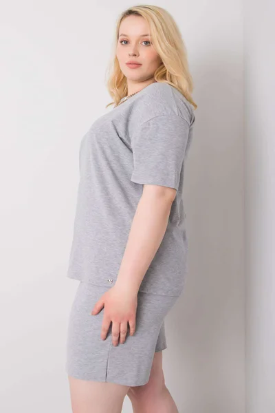 Dámské šedé bavlněné tričko větší velikosti FPrice