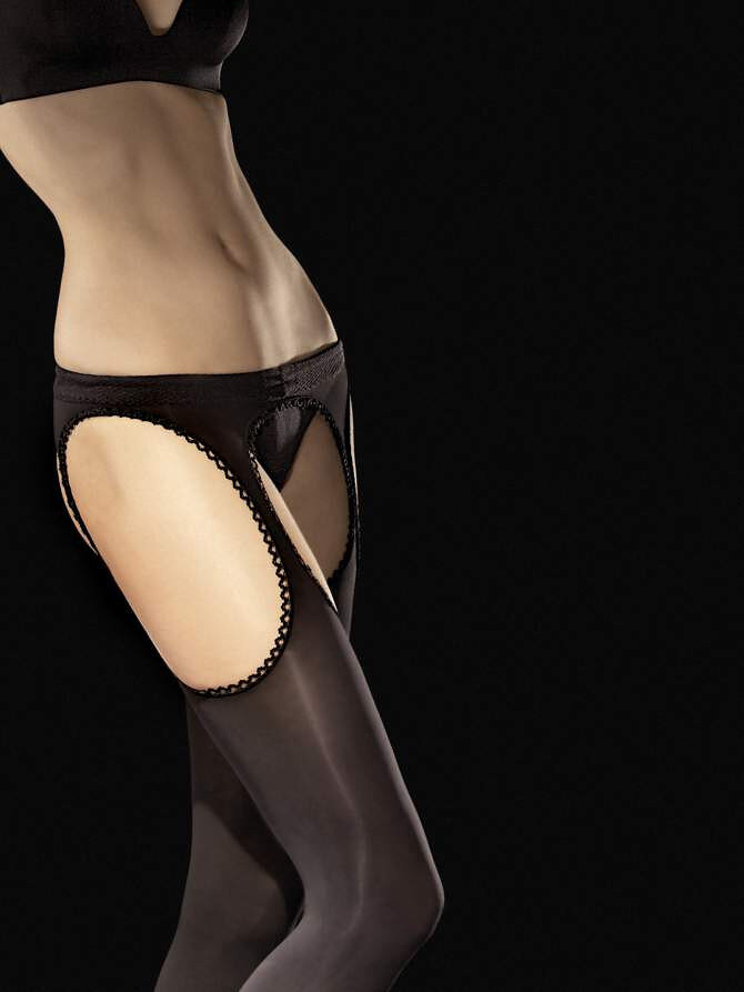Černé punčochové kalhoty Fiore Illusionista, černá/černá 2-S i384_89735210