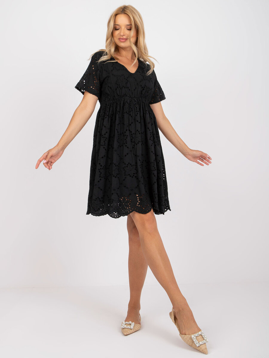 Černé bavlněné dámské šaty FPrice, L i523_2016103221271