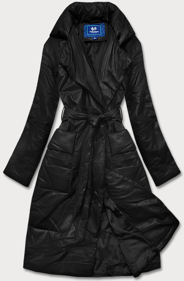 Dámská černá oversize bunda z ekologické kůže 69ZMJ Ann Gissy, odcienie czerni L (40) i392_20752-49
