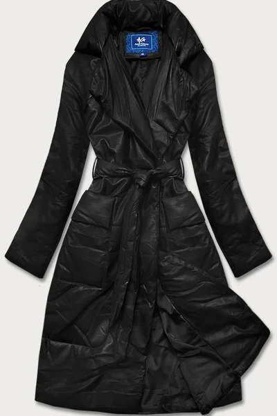 Dámská černá oversize bunda z ekologické kůže 69ZMJ Ann Gissy