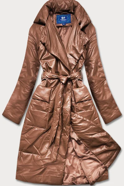 Dámská hnědá oversize bunda z ekologické kůže K615F Ann Gissy