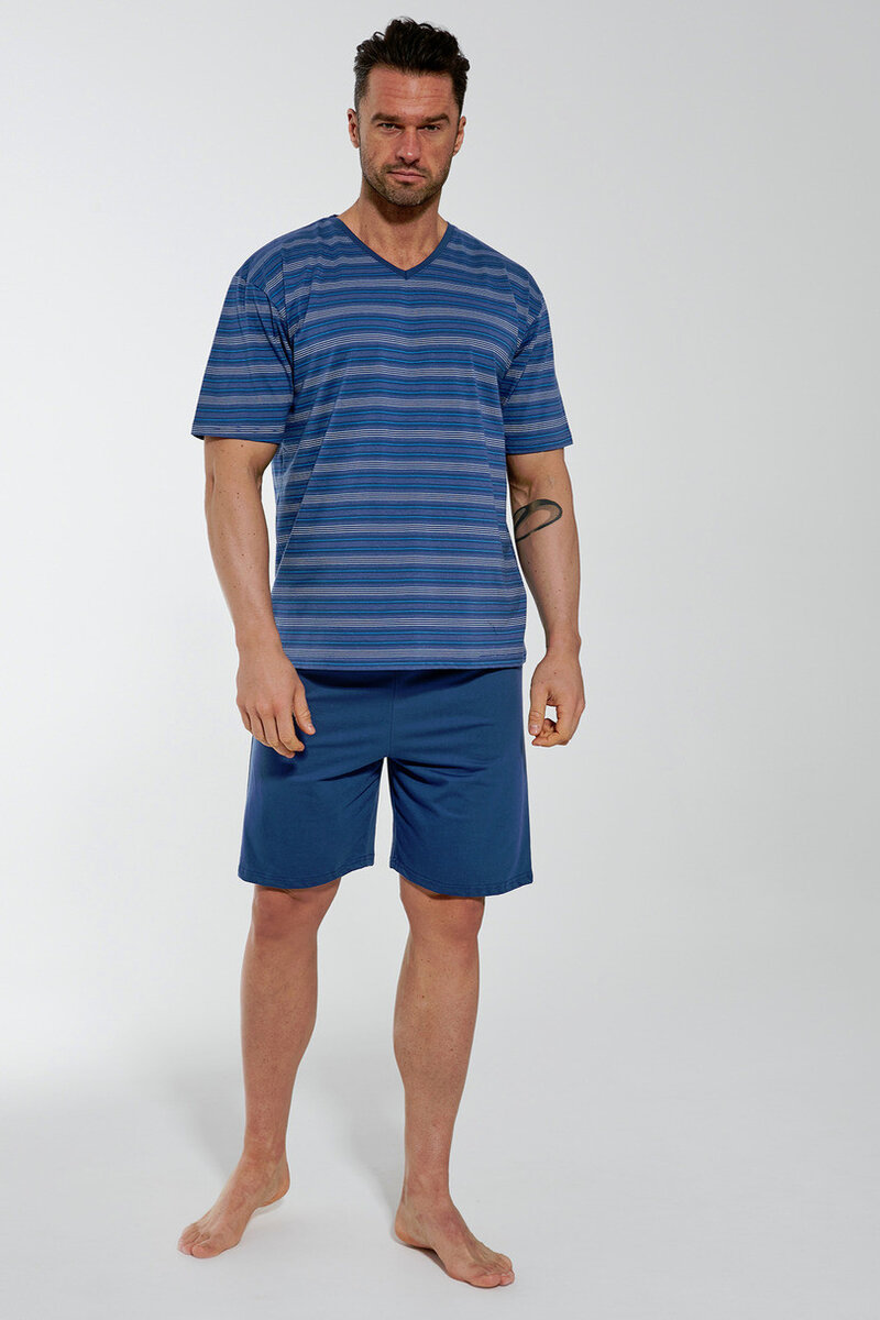 Mužské pruhované letní pyžamo Cornette, tmavě modrá M i170_PM-330-00M-202311