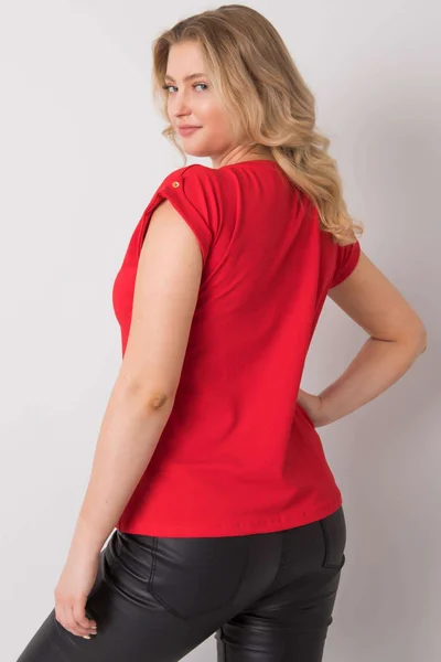 Červené tričko plus velikosti s nášivkami FPrice