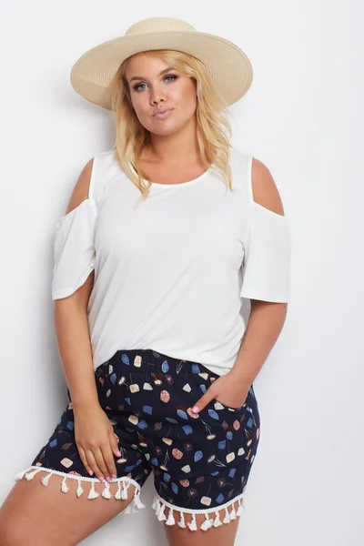 Dámské tmavě modré plus size kraťasy Fashionhunters