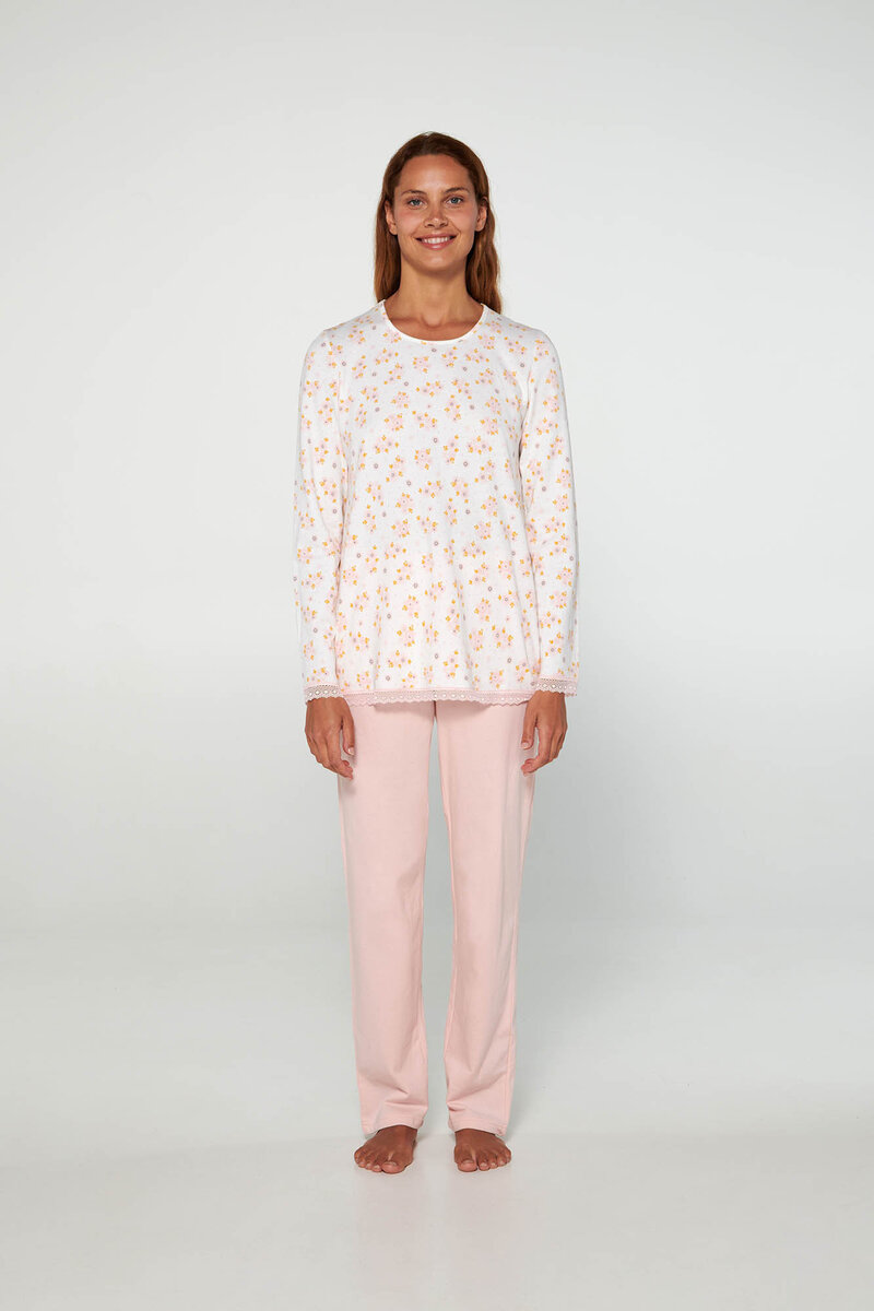 Kvetoucí pohodlí - Dámské zimní pyžamo, cream M i512_19917_115_3