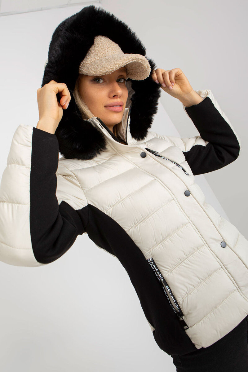 Prošívaná péřová bunda s kožešinou pro ženy, s i240_173201_2:S