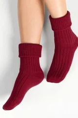 Vlněné vínové spací ponožky Steven