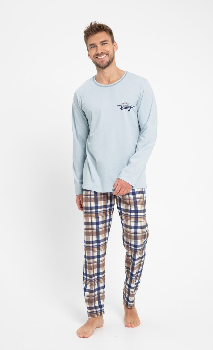 Mužské kostkované pyžamo Taro Parker, modrá XXL i384_36370023