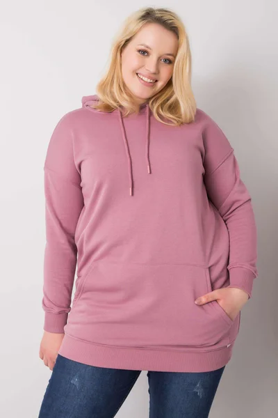 Dámská pudrově růžová bavlněná mikina plus size FPrice