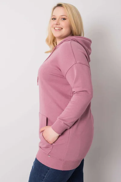 Dámská pudrově růžová bavlněná mikina plus size FPrice