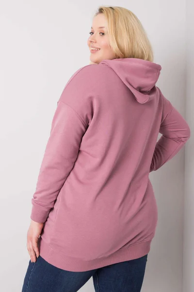 Dámská pudrově růžová bavlněná mikina plus size FPrice