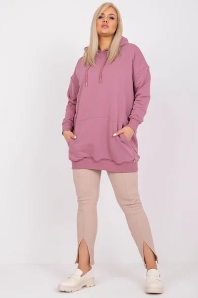 Dámská pudrově růžová bavlněná mikina plus size FPrice