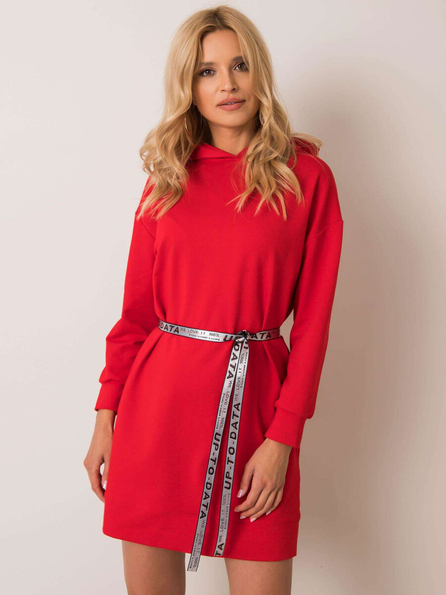 Červené šaty s kapucí FPrice, L/XL i523_2016102701750