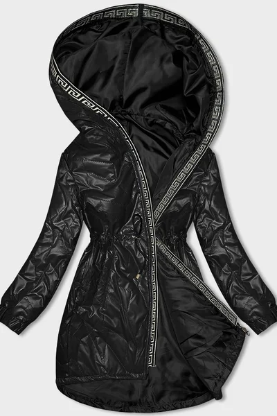 Černá prošíváním zdobená bunda s kapucí S'WEST