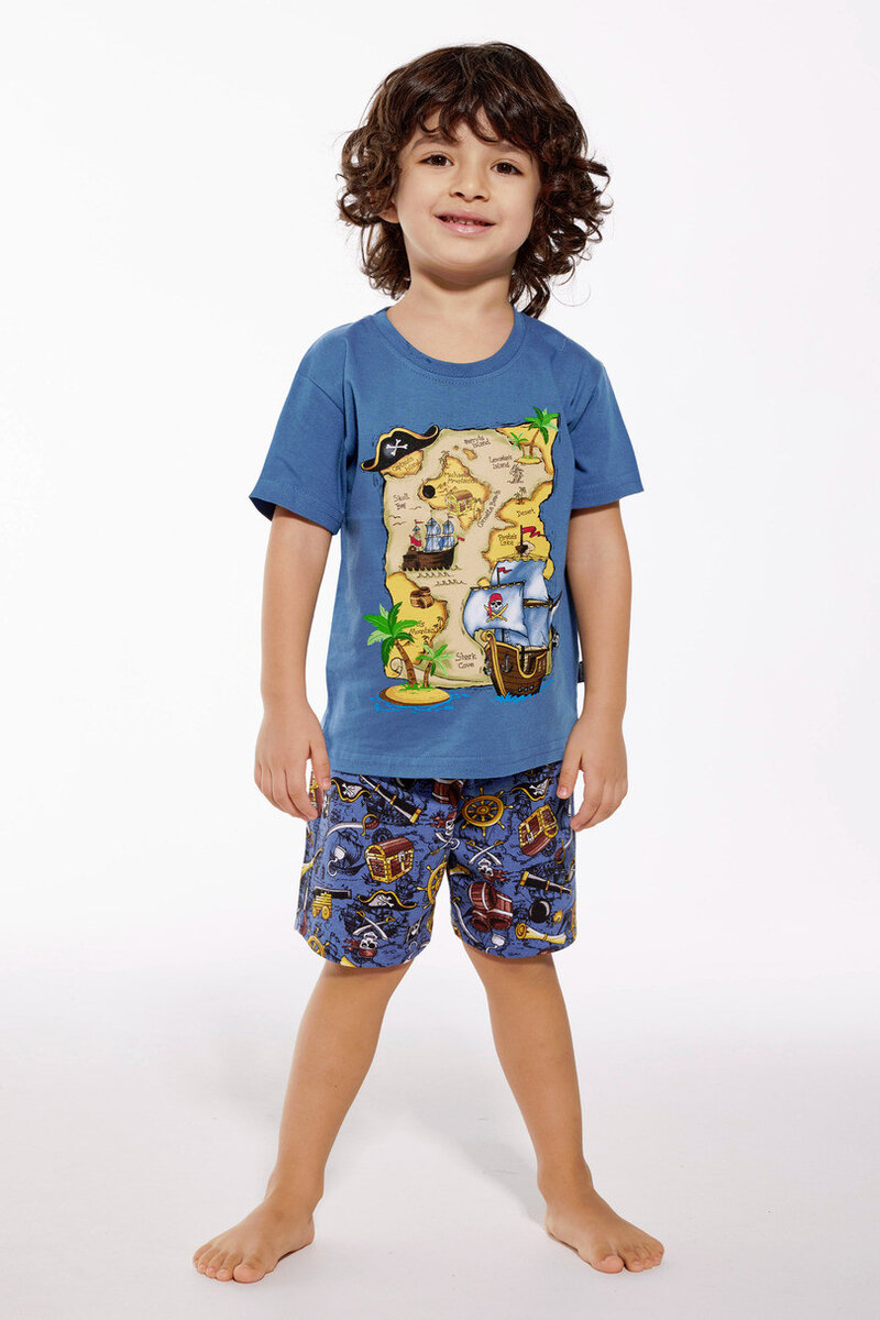 Krátké chlapecké pyžamo Piráti Cornette, Modrá 140 i170_KY-790-140-000008-112