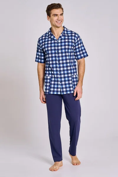 Mužské kostkované pyžamo s zipem Taro Lux