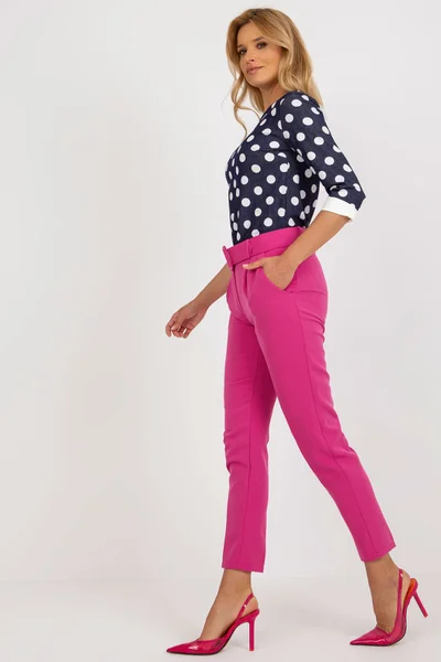 Růžové elegantní dámské kalhoty Giulia od FPrice
