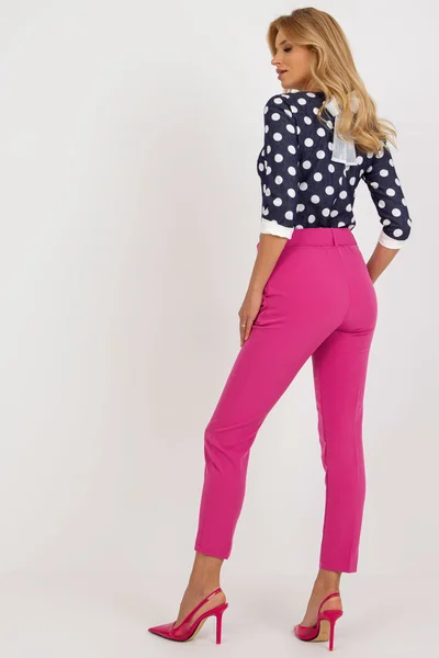 Růžové elegantní dámské kalhoty Giulia od FPrice