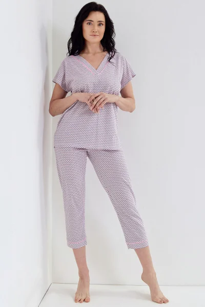 Rafinované pyžamo Cana Rose-Grey s geometrickým vzorem pro pohodlný spánek