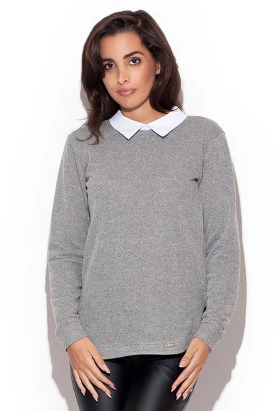 Koszulový dámský svetr s límcem Katrus