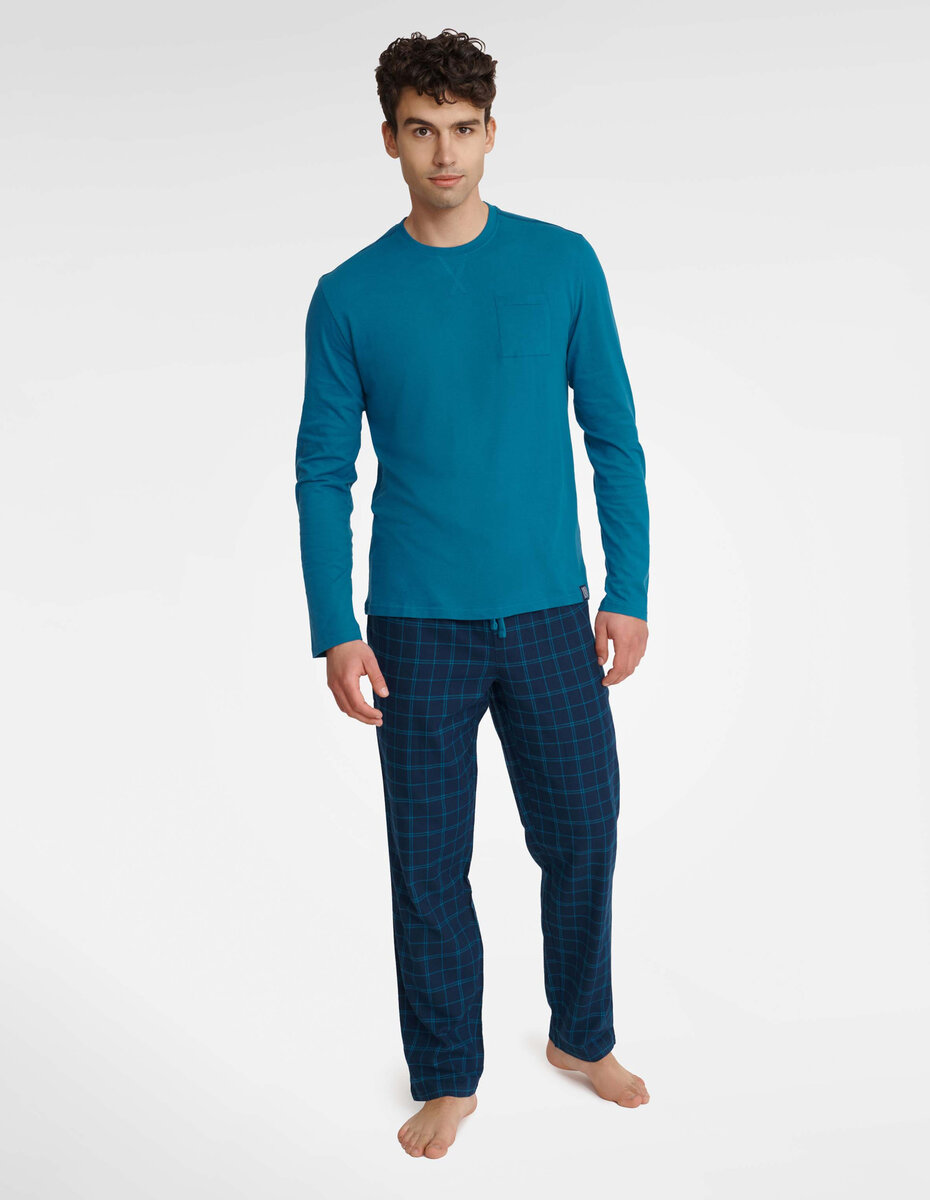 Modré dámské pohodlné pyžamo s dlouhými rukávy - Henderson, XL i556_61728_106_36