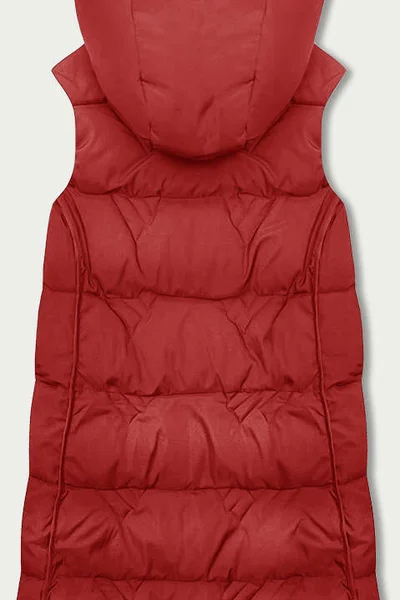 Červená péřová dámská vesta s odnímatelnou kapucí - S'WEST