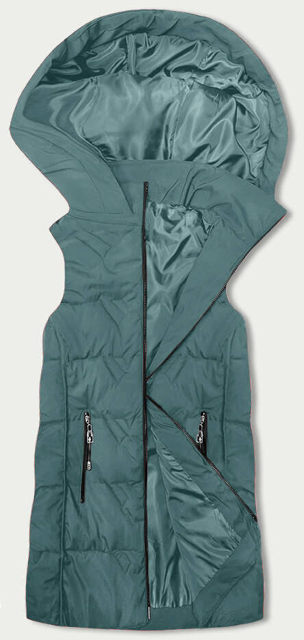 Zateplená dámská vesta s kapucí Zimní Zelená SWEST, odcienie zieleni S (36) i392_23199-46