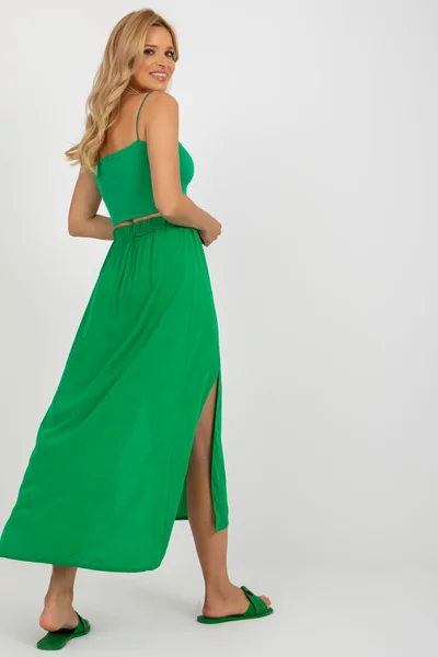 Květinová asymetrická sukně RUE PARIS - Zelená