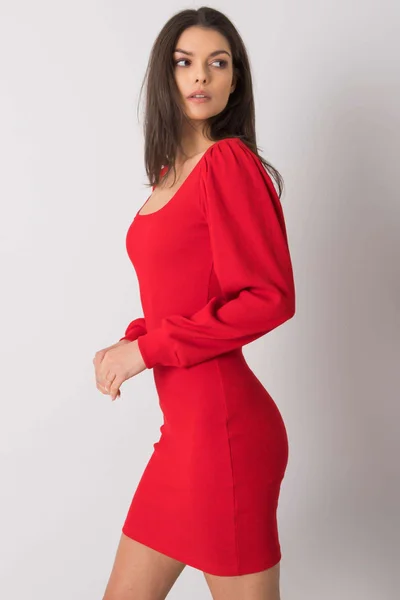 Dámské RUE PARIS Červené šaty s dlouhým rukávem FPrice