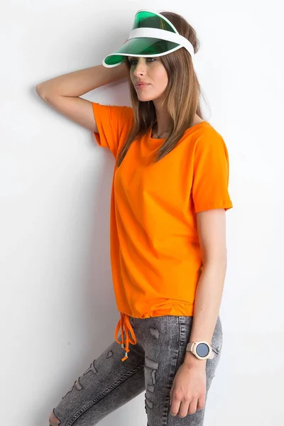 Dámské oranžové bavlněné tričko FPrice