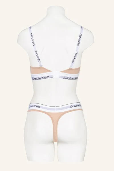 Beige Calvin Klein dámské tanga