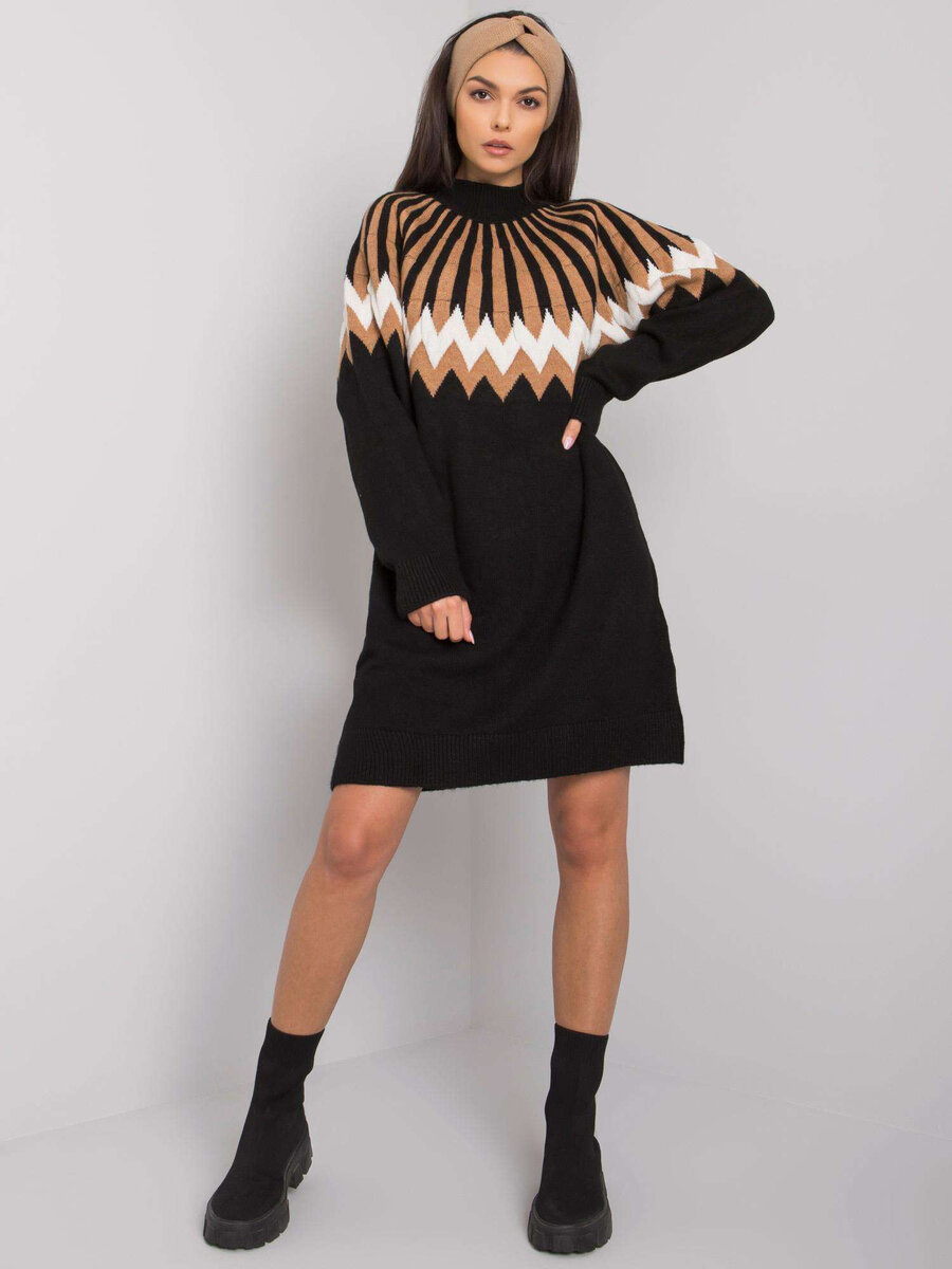 Dámské RUE PARIS Černé pletené šaty FPrice, jedna velikost i523_2016103074051