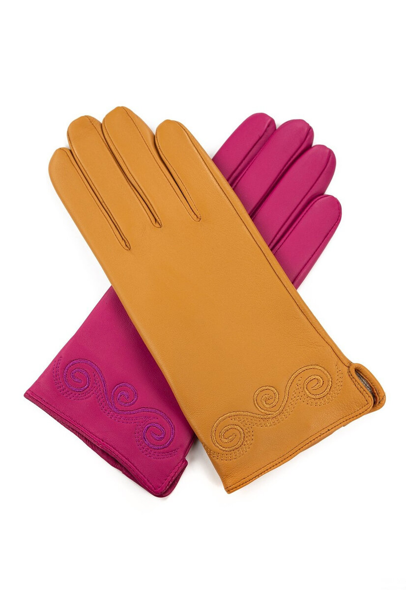 Kožené elegantní rukavice s fleecovou podšívkou, fuchsie XL i384_88382164