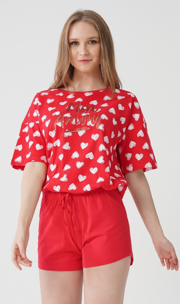 Pyžamo pro ženy šortky Mon amour Vienetta, červená XL i232_8932_55455957:červená XL