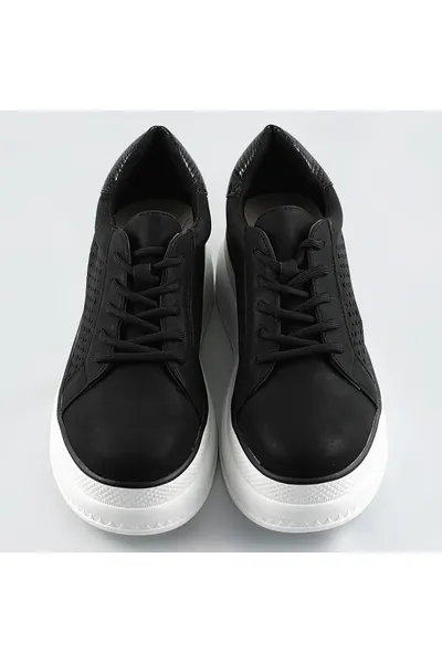 Černé ažurové dámské boty s vysokou podrážkou Q605 LA BOTTINE