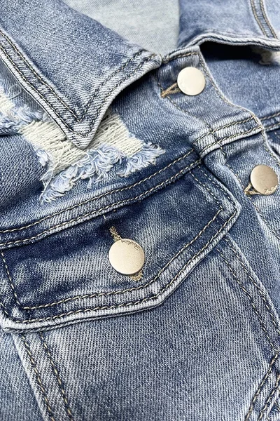 Modrá dámská džínová bunda s protrháním GOURD JEANS