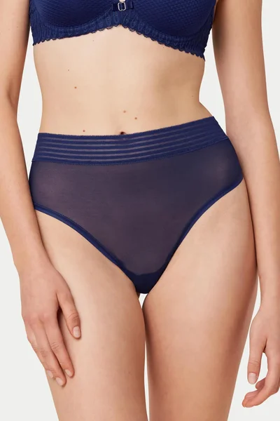 Dámská modrá tanga Triumph Sheer Highwaist